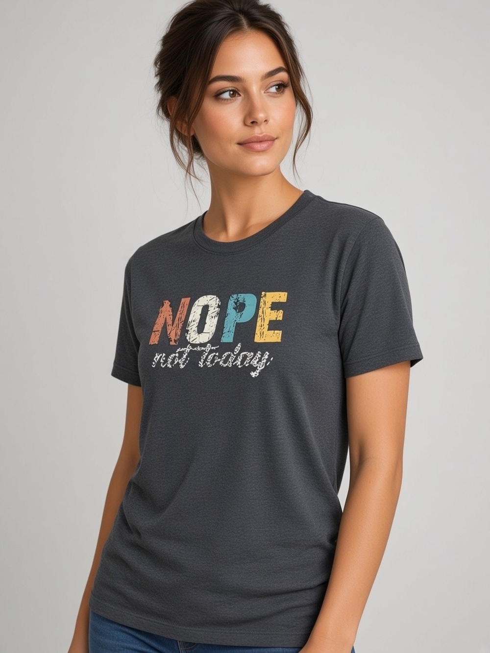 No Brand Charcoal 'NOPE Not Today' Graphic Tee